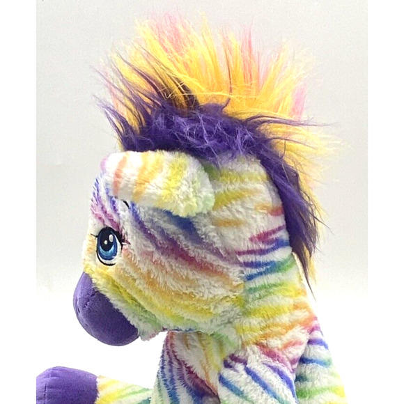 Build A Bear BABW Colorful Rainbow Striped Zebra Plush Stuffed Animal Toy 18" - Picture 9 of 11